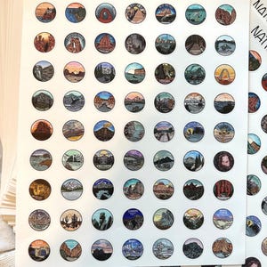 National park sticker USA Stickers National Park Sticker Sheet all 63 National Parks USA National Parks Sticker National Park Checklist