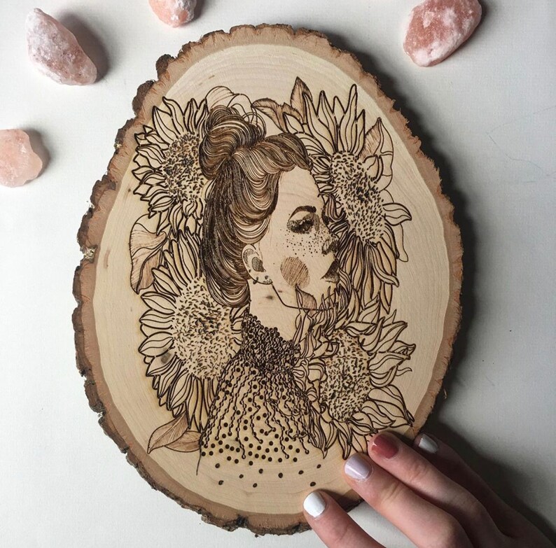 Flower Girl Wood Burning Etsy