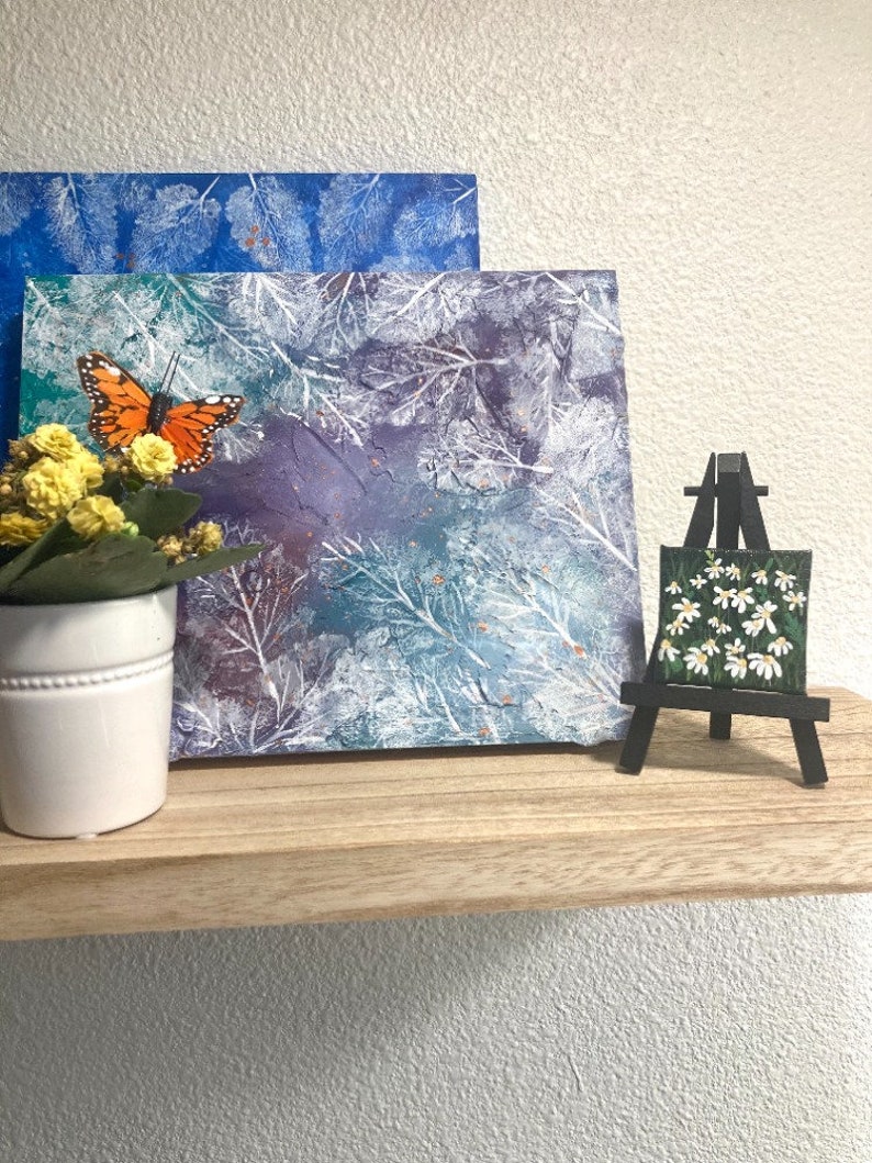 Peinture acrylique originale, peinture de fleurs, peinture florale. Mini peinture acrylique, art de fleurs sauvages. Peinture miniature. image 2