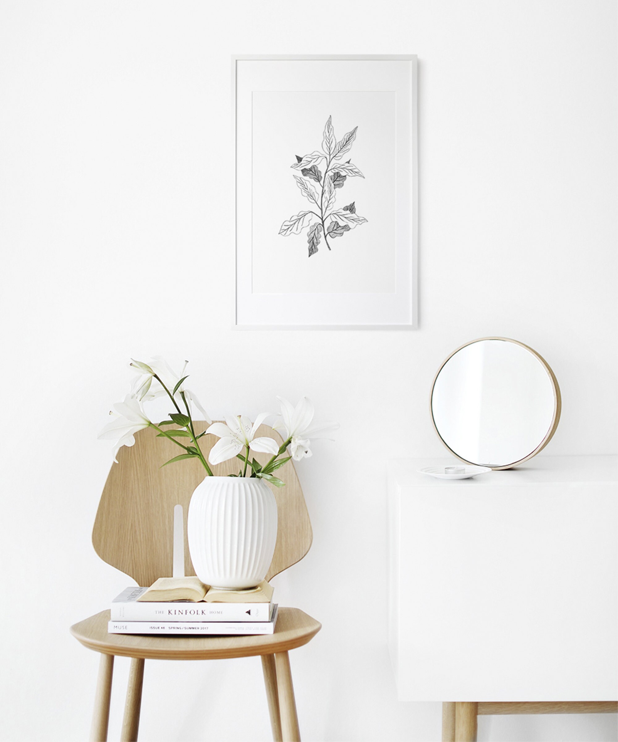 Black White Art Flower Printable Wall Art Digital Print | Etsy