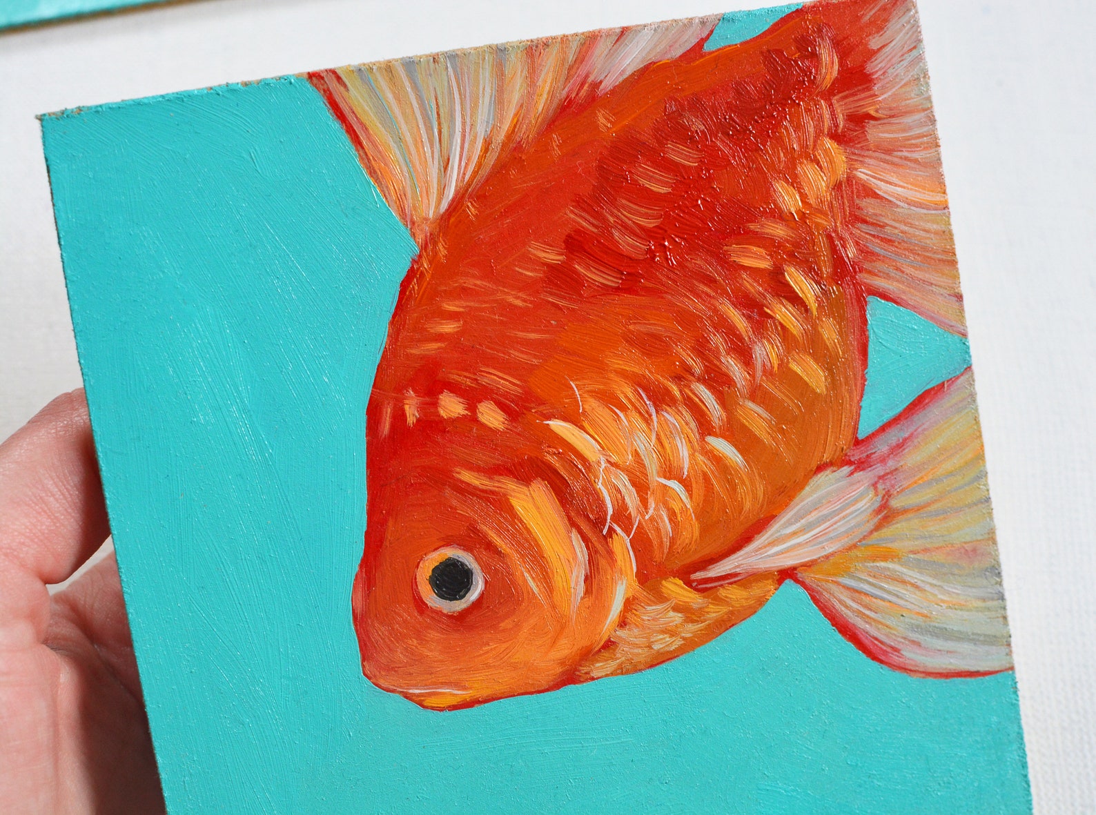 Gold fish painting original oil painting Fish modern art Etsy