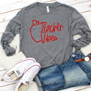 Teacher Vibes Apple Shirt, teacher gift shirt, teacher apple shirt, educator gift shirt