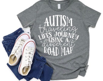 Autism Traveling Life's Journey Using A Different Road Map Youth shirt, autism youth shirt, autism awareness month, autism shirt