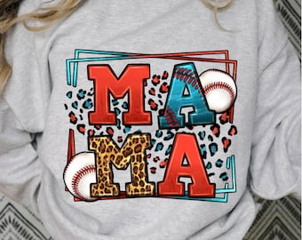 Baseball Mama Block leopard Shirt, baseball mama shirt, baseball mama full color shirt, sports mom shirt