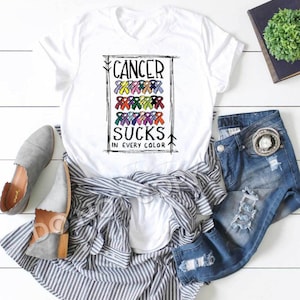 Cancer Sucks In Every Color Ribbon Shirt, every cancer sucks shirt, cancer sucks shirt, all cancer sucks