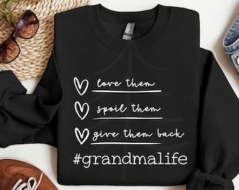 Camiseta "Vida de Vovó: Ame-os, Mime-os, Devolva-os", camiseta de vovó, camiseta de mamãe, vida de vovó