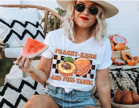 Peachy Keen and Fuzz Tastic, peach shirt, just peachy, peach humor shirt, summer fruit shirt