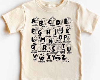 Biblical Alphabet Shirt, Kid bible shirt, faith shirt for kids, Bible ABCs