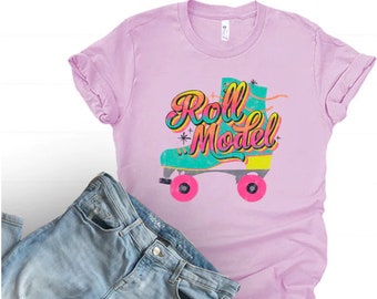 Roll Model Shirt, roller skate shirt, retro skate shirt, roller rink shirt, roller derby shirt