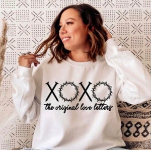 XOXO A camisa original da carta de amor, camisa da Páscoa, camisa da ressurreição, prego e coroa de espinhos