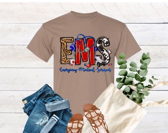 EMS Shirt, emergency medical services shirt, patterned EMS shirt