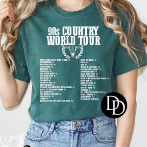 90&#39;s Country World Tour Shirt with pocket, 90s country shirt, country grass shirt