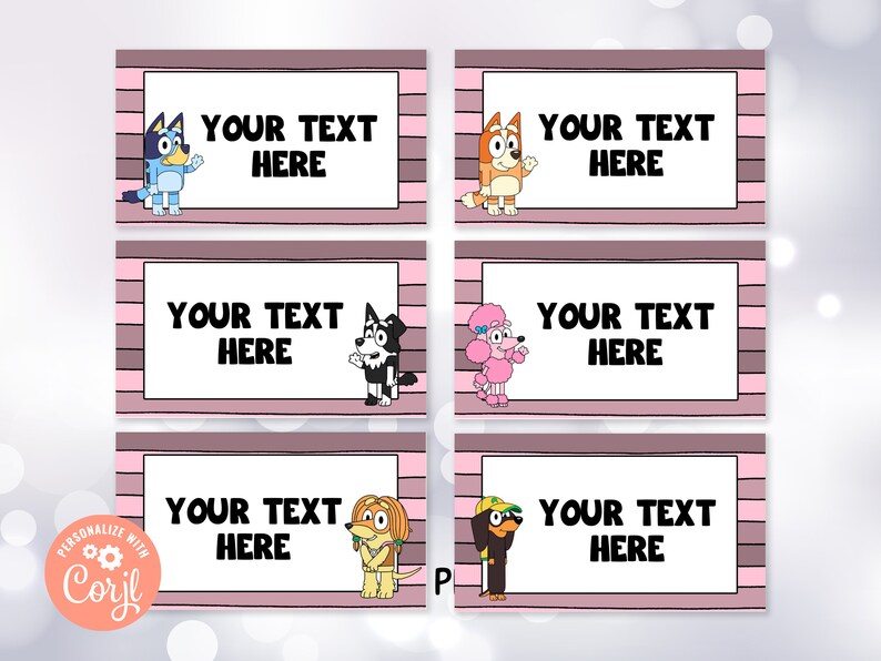 Girls Bluey Birthday Food Labels Place Cards Table Card Etsy