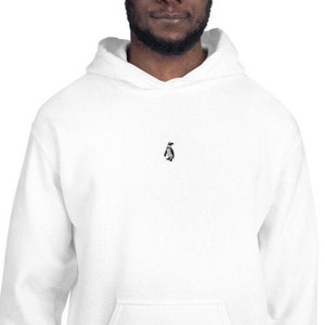 Unisex Embroidered Penguin Hoodie, Cute Penguin Sweatshirt, Winter Animal Hooded Sweater, Gift for Him, Gift for Her, Penguin Lover Gift