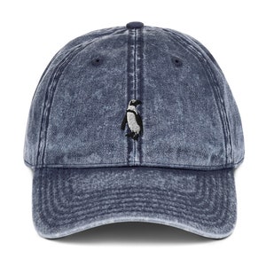 Vintage Penguin Baseball Cap | African Cape Penguin embroidered hat | Dad hat, wildlife, nature hat, bird lover gift, penguin cap, bird hat
