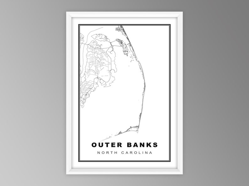 The Outer Banks Map Print The Outer Banks Wall Art The Outer | Etsy France