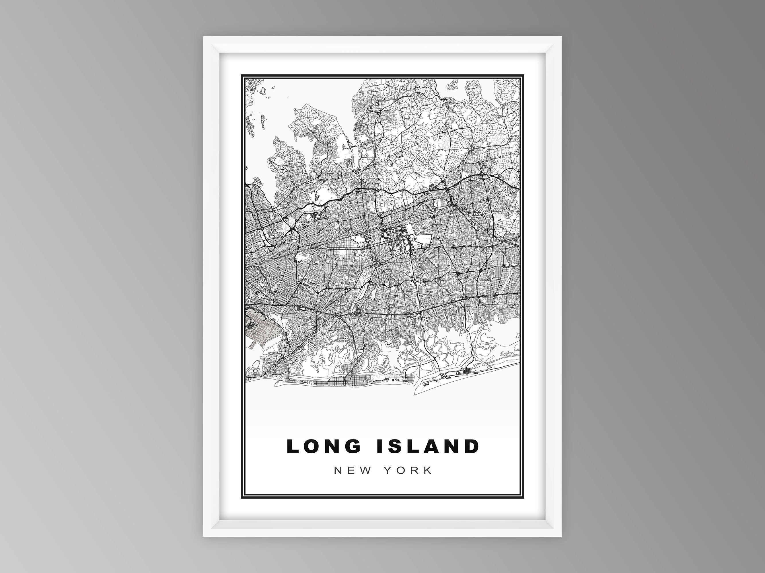 Long Island Map Print Long Island Wall Art Long Island Poster Etsy