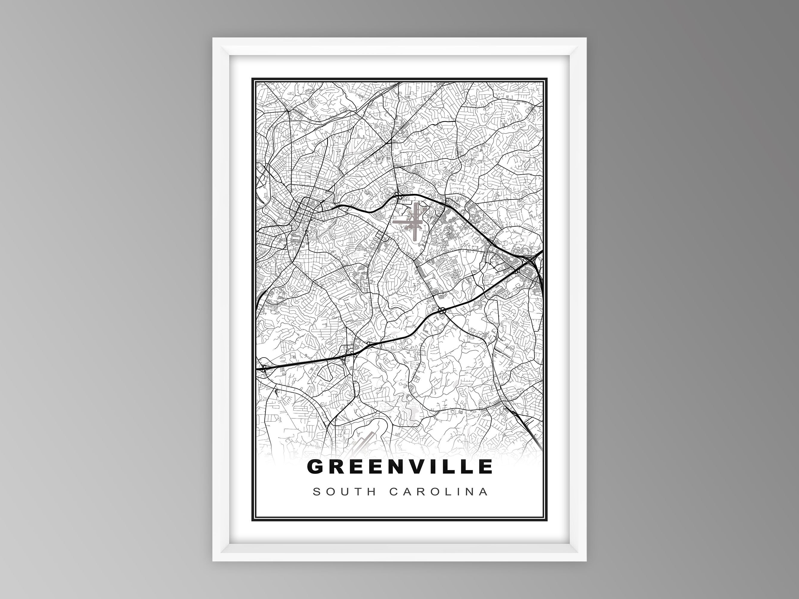 Greenville Map Print Greenville Wall Art Greenville Poster | Etsy