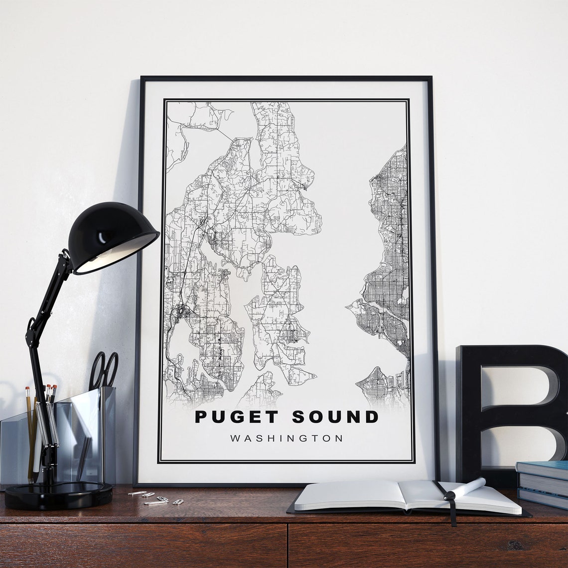 Puget Sound Map Print Puget Sound Wall Art Puget Sound | Etsy