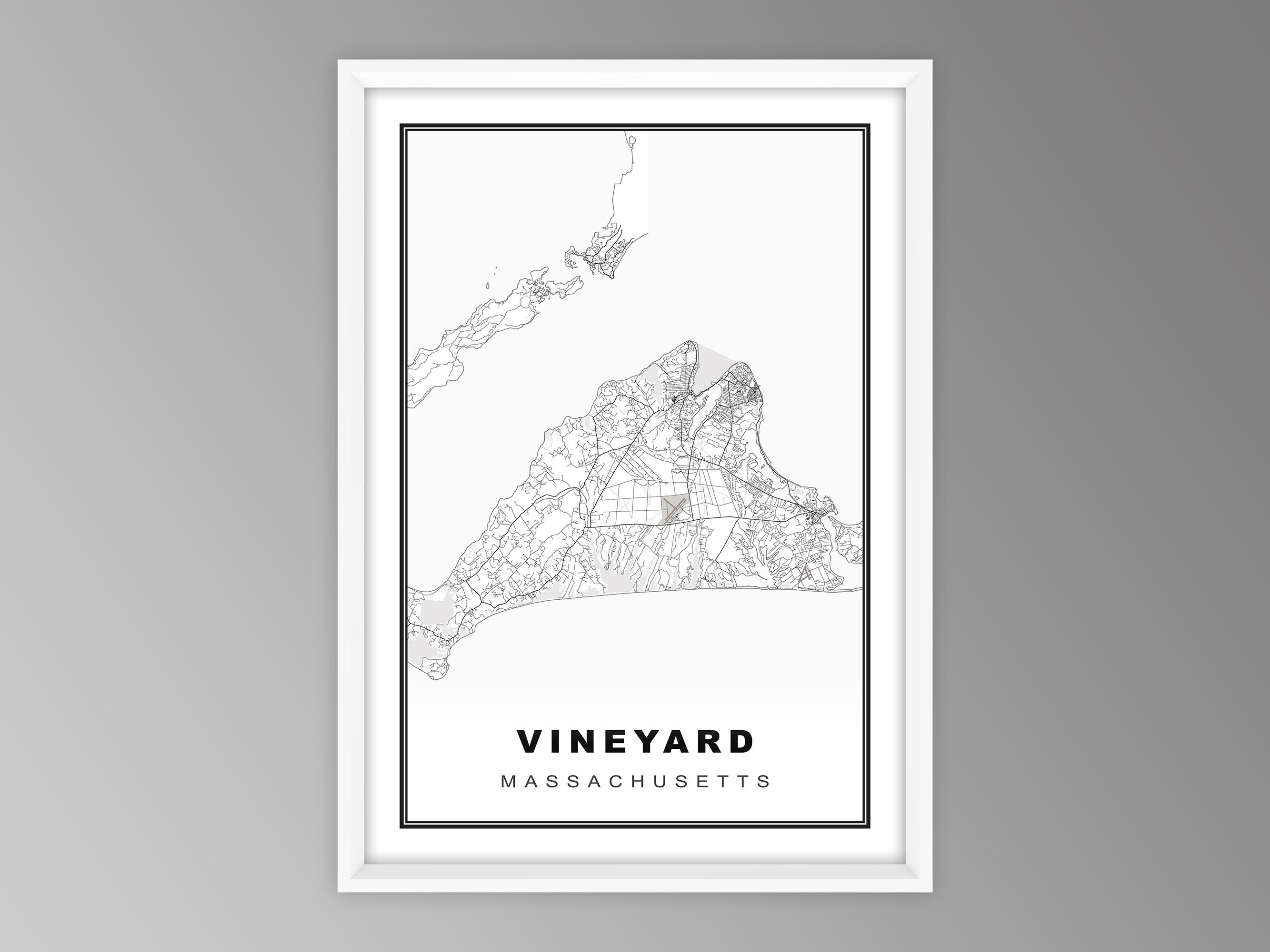 Martha's Vineyard Map Print Martha's Vineyard Wall Art Etsy