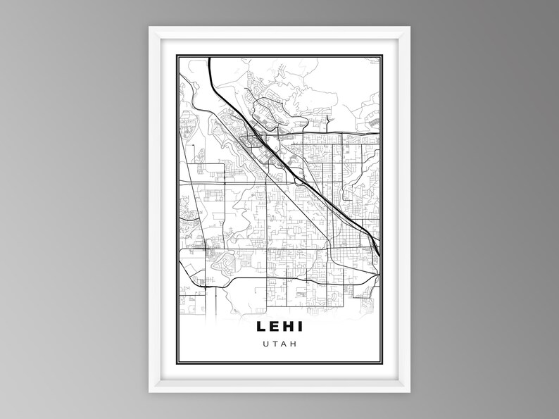 Lehi Map Print Lehi Wall Art Lehi Poster Utah Black and Etsy