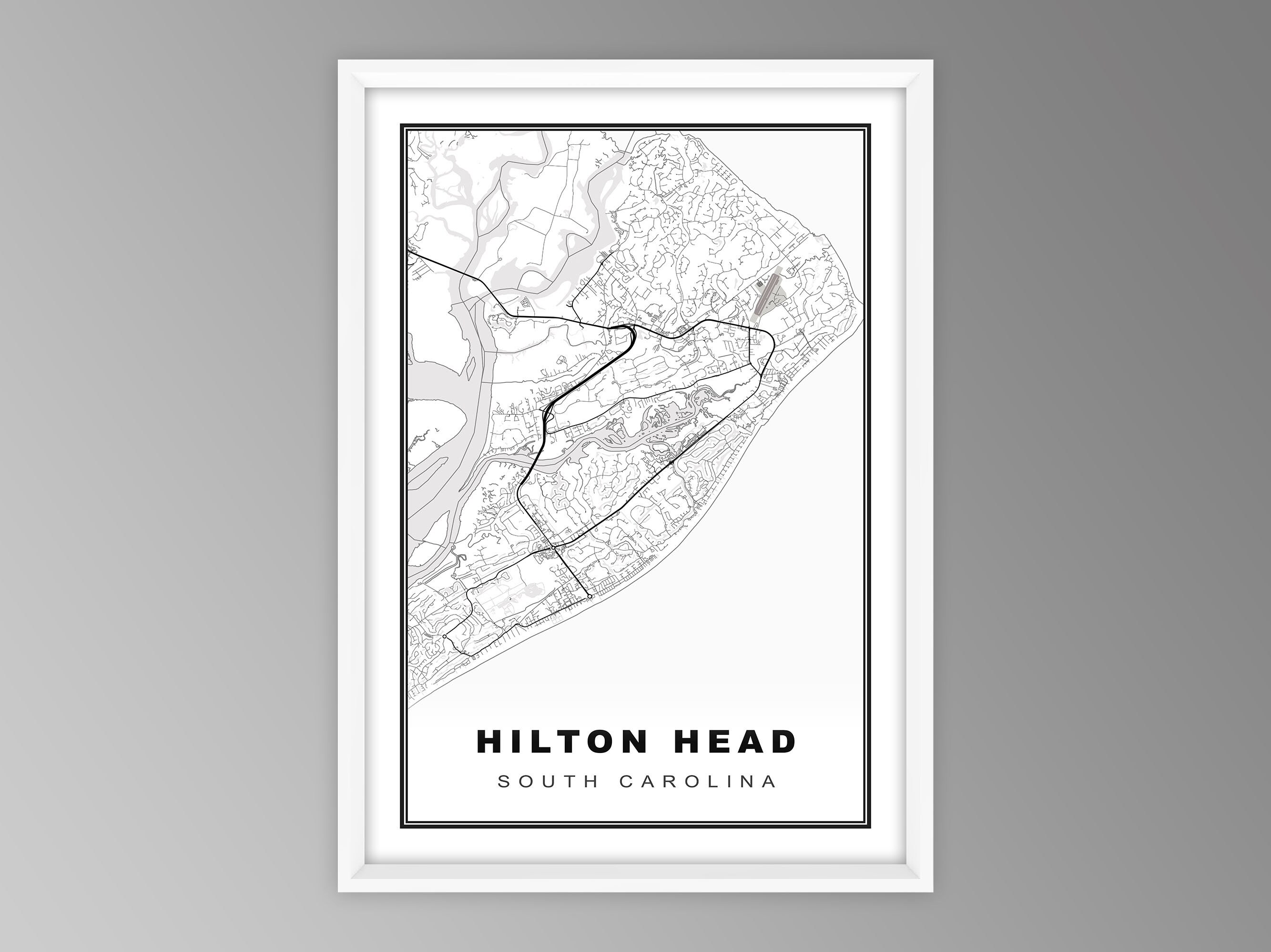 Hilton Head Island Map Print Hilton Head Island Wall Art | Etsy