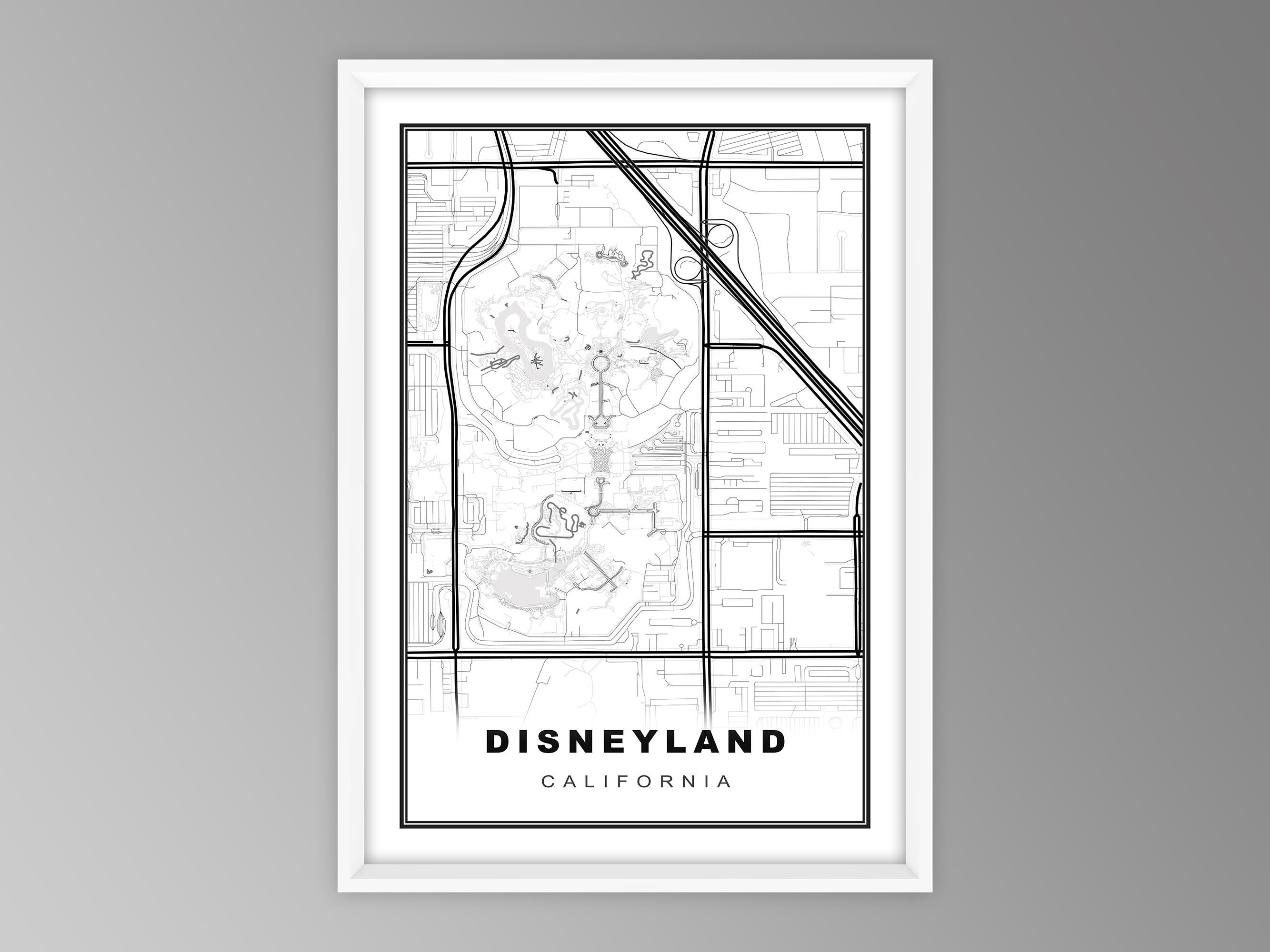 Disneyland Map Print Disneyland Wall Art Disneyland Poster Etsy