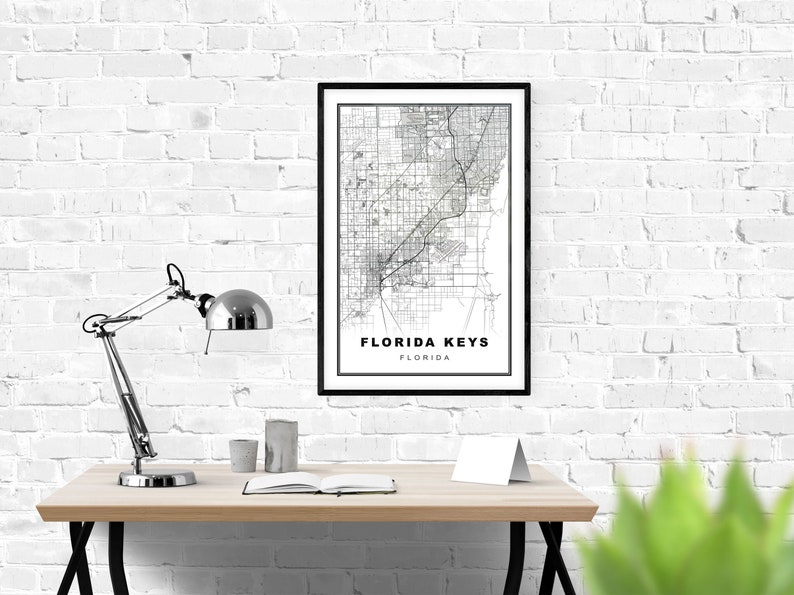 Florida Keys Map Print Florida Keys Wall Art Florida Keys | Etsy