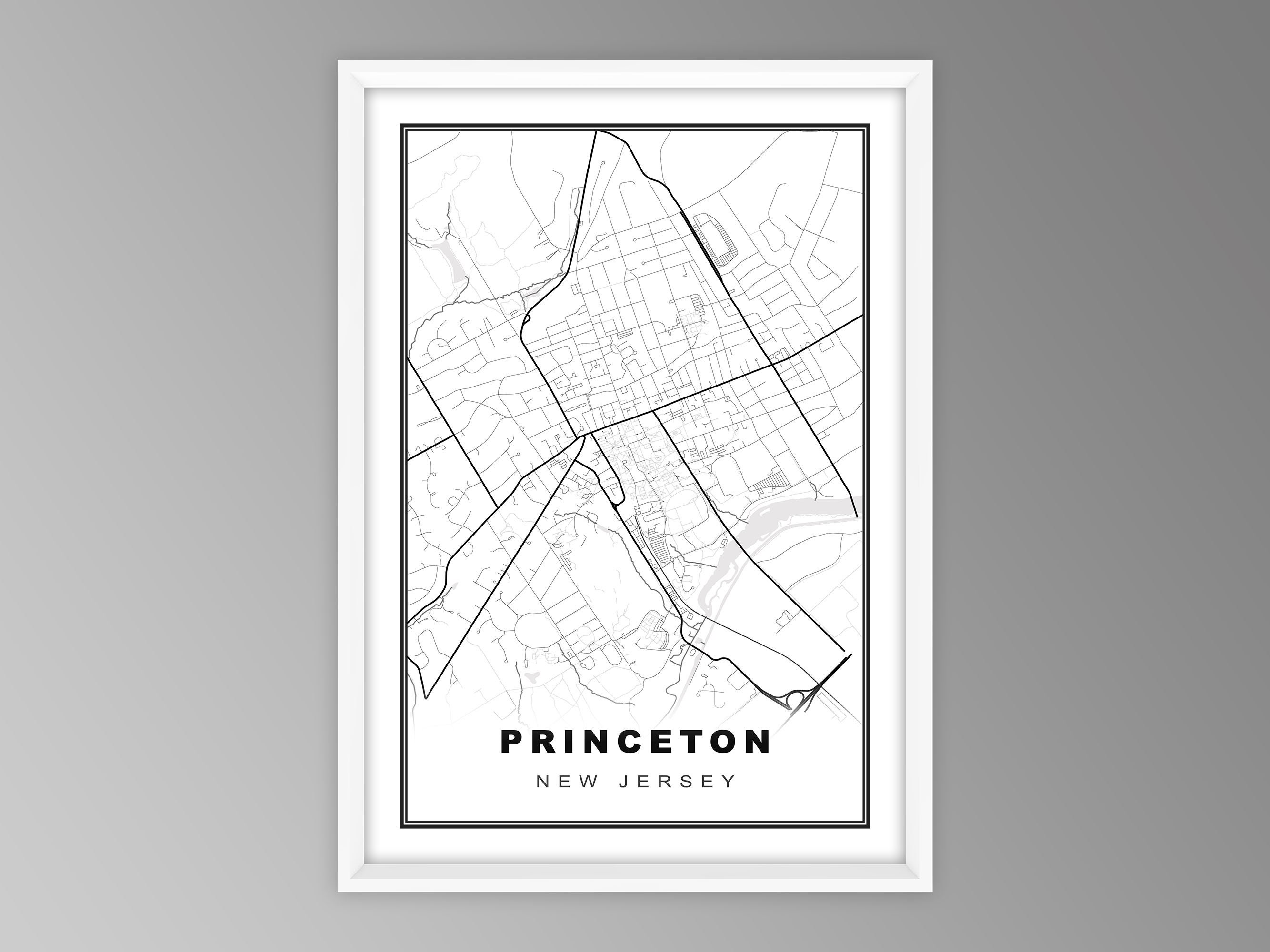 Princeton Map Print Princeton Wall Art Princeton Poster New Etsy
