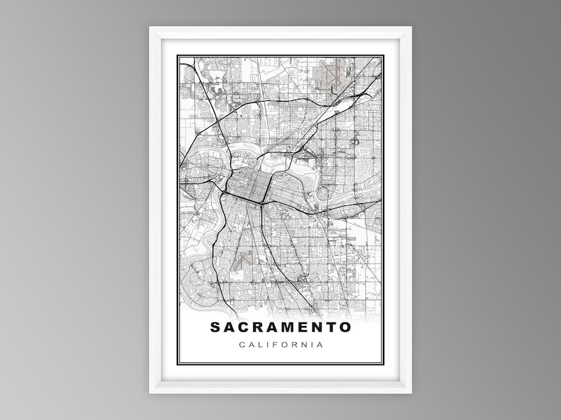 Sacramento Map Print Sacramento Wall Art Sacramento Poster Etsy