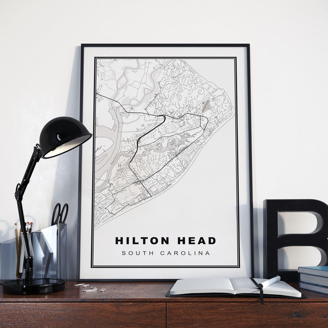Hilton Head Island Map Print Hilton Head Island Wall Art Etsy