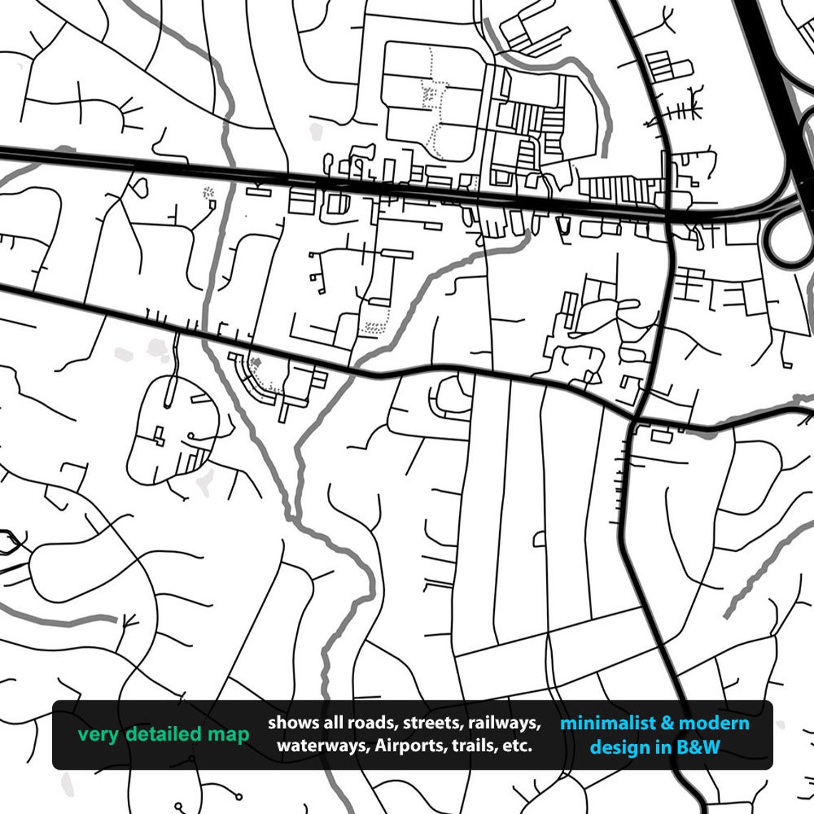 Ellicott City Map Print Ellicott City Wall Art Ellicott City Etsy