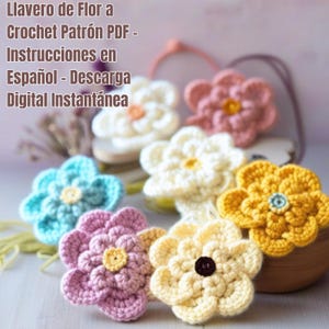 Crochet Flower Keychain Pattern: Easy Spanish PDF Guide (Digital Download)
