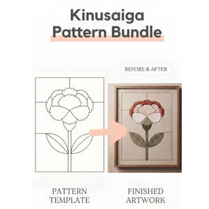 Paquete de patrones Kinusaiga / 12 flores de los meses de nacimiento, plantilla de mosaico de tela para principiantes (PDF)