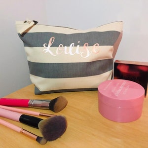 Grey Personalised Cosmetic bag / Makeup bag / Toiletry bag / Wash Bag