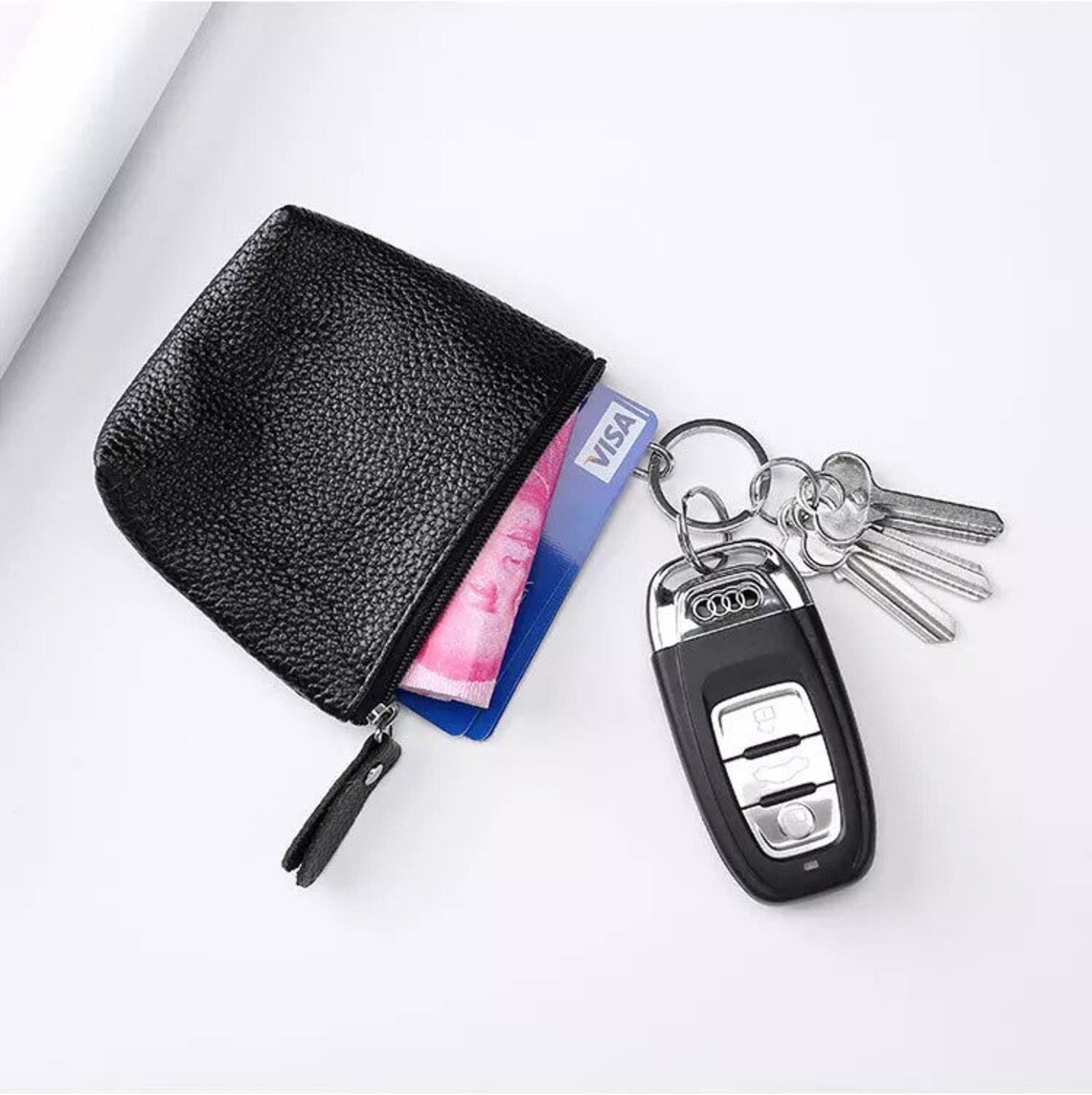 Genuine Leather Car Key Holder/wallet - Men - Women - Card & Cash ...