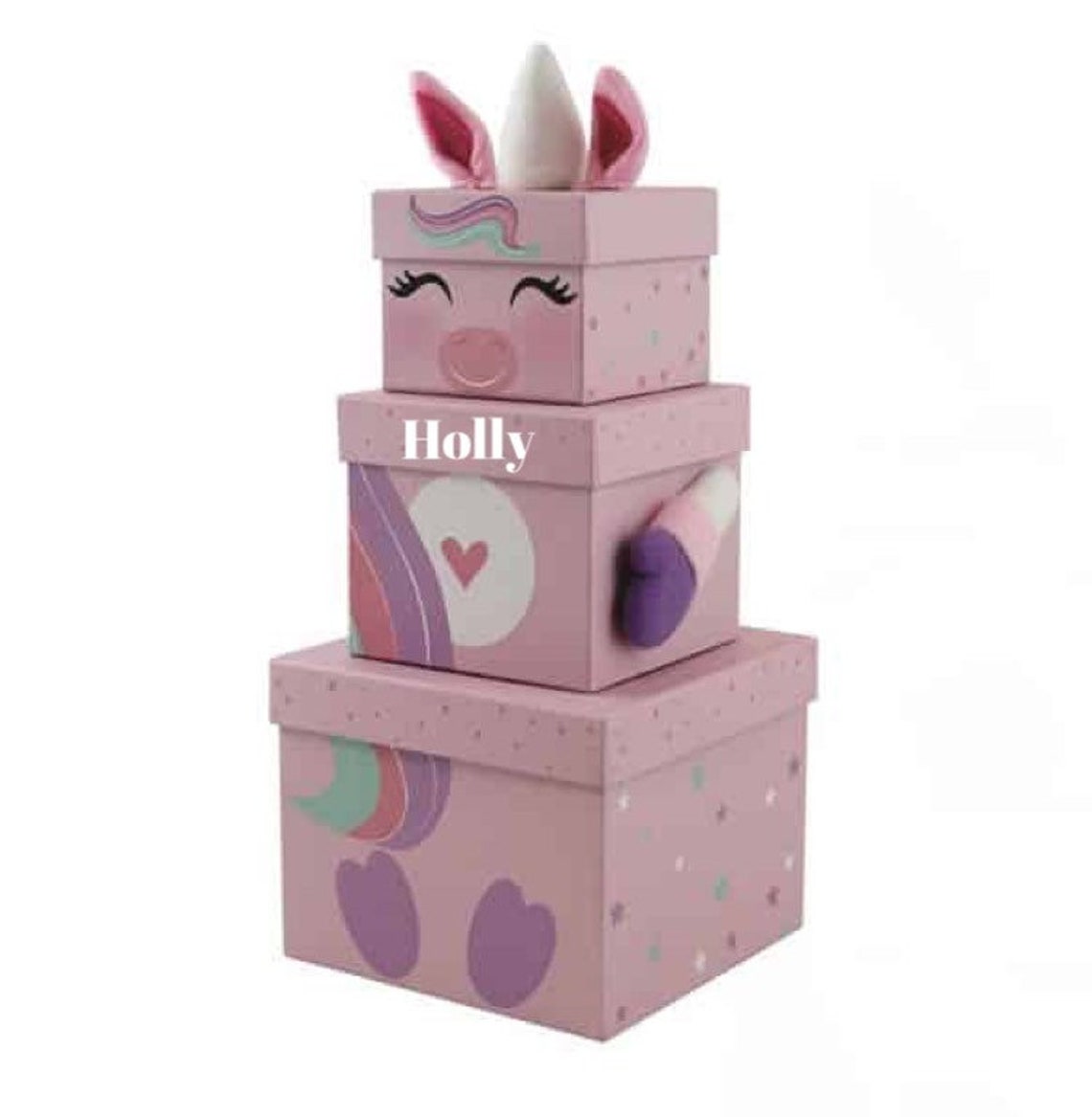 Personalised plush stacking boxes Birthday Gift Storage Etsy