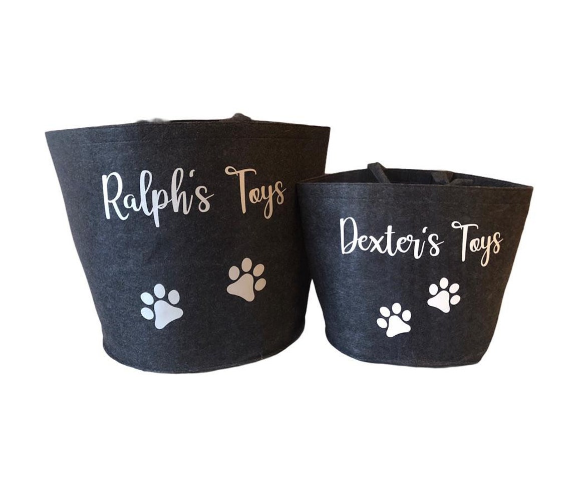 Personalised Dog Toy Storage Basket Paw Prints Felt Bag Etsy