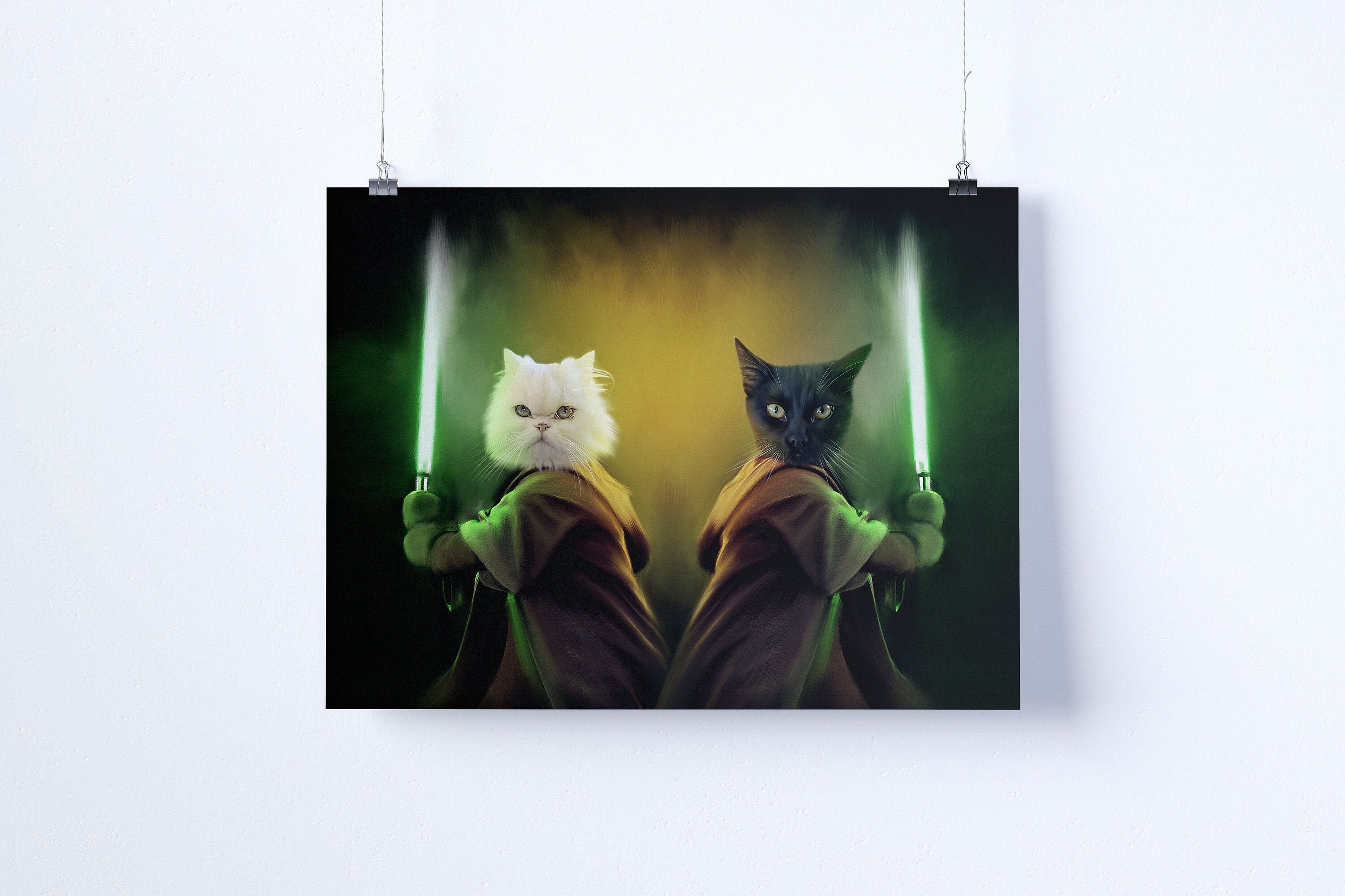 Custom Star Wars Pet Portrait Jedi Princess Leia Yoda 