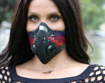 Cycling Face Mask Dust Activated Carbon With Filter - Black Red Blue