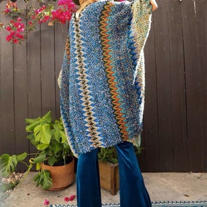 Colorful Crochet Patterned Ruana, Crochet Poncho Pattern, Crochet Wrap, Shrug, Crochet Sweater Pattern, Wrap Pattern, Crochet Womens Top image 5