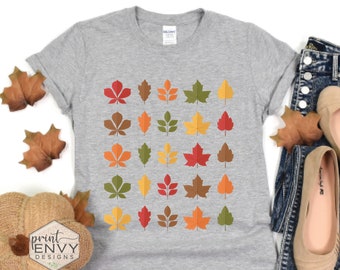 Fall Leaf Shirt, Hello Fall, Cute Fall Shirts for Women, Autumn Shirt, Halloween Shirt, Thanksgiving T-Shirt, Pumpkin Spice Shirt, Fall Gift