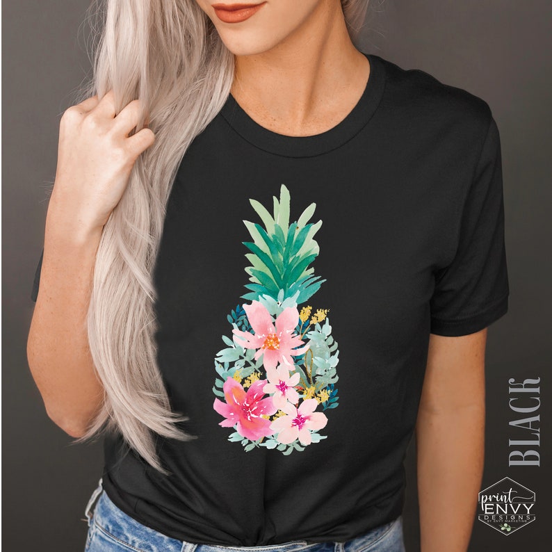 Pineapple Tshirt Floral Tshirt Pineapple Flower Shirt Cute | Etsy