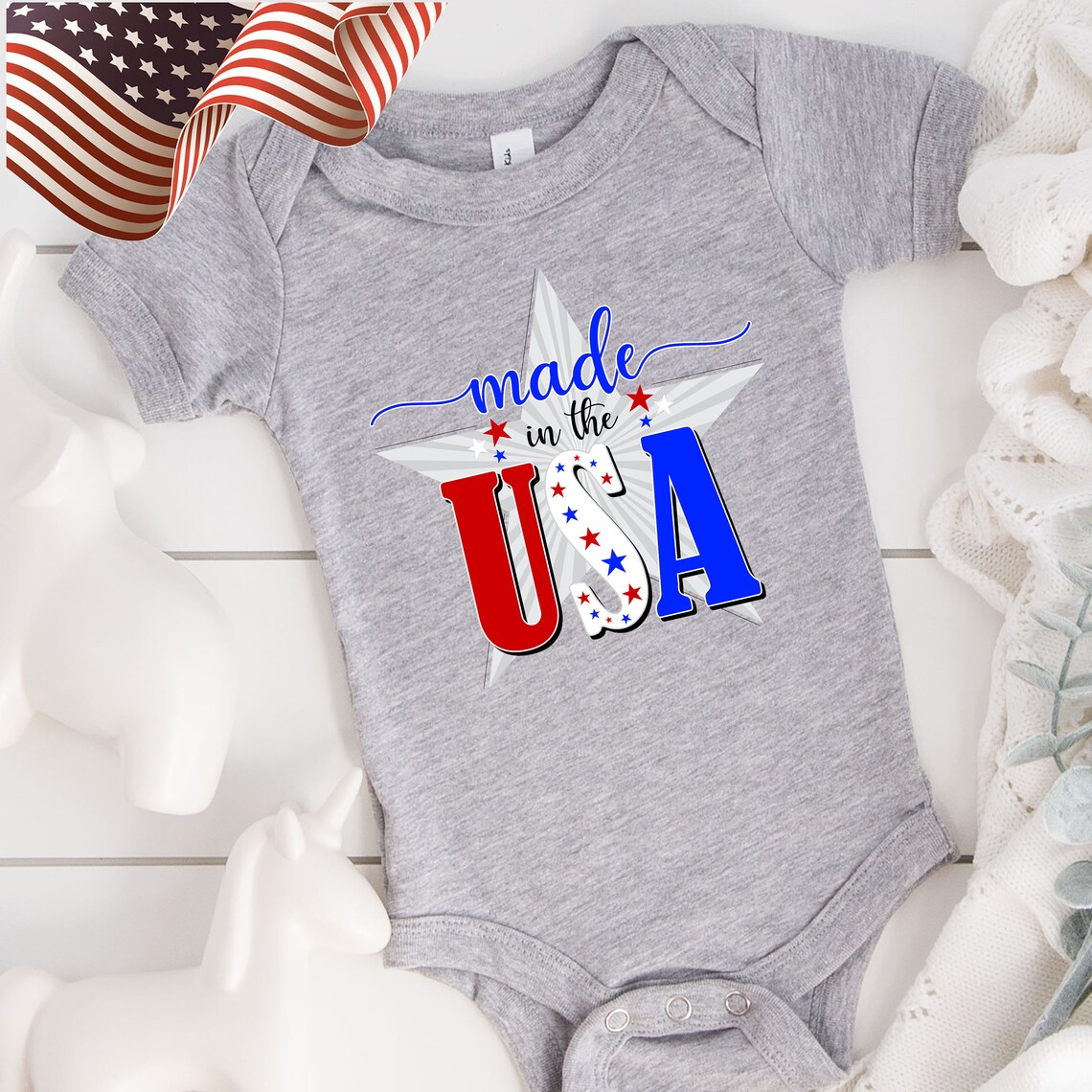 Made In The USA Onesie USA Baby Onesie Flag Baby Onesie Etsy