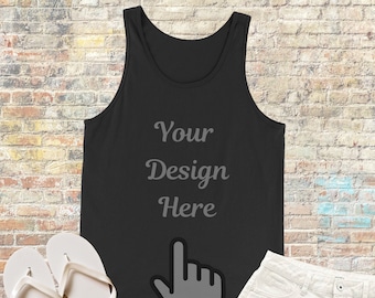 Bella Canvas 3480 black tank top mock up Flat lay mock up Unisex tank mock up for svg instant download
