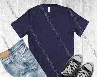 Navy blue T-shirt mock up Flat lay mock up Gildan Bella Canvas Unisex men's ladies mock up instant down load