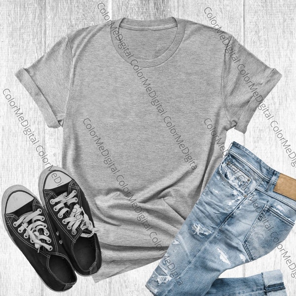 Bella Canvas 3001 Athletic Heather T-shirt mock up Gray grey Flat lay mock up Gildan Unisex mock up instant down load