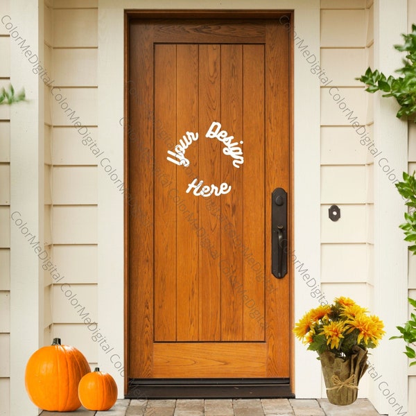 Fall Autumn Front door step mock up for your sign and wreath designs digital door mock-up decal and SVG mockup instant download
