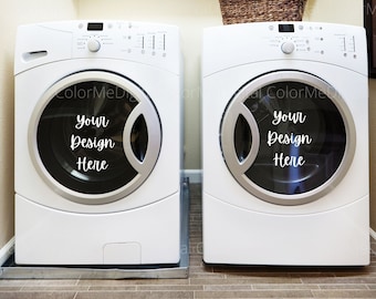Washer dryer FOUR IMAGES mockup laundry room mock-up for your Custom Washer Dryer Decals labels and SVG cut files Cricut decals