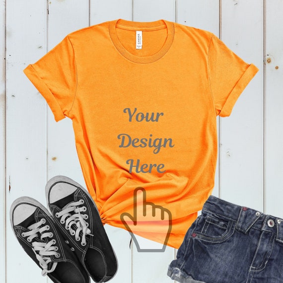 Bella Canvas 3001 Orange T Shirt Mock Up Flat Lay Mock Up Etsy